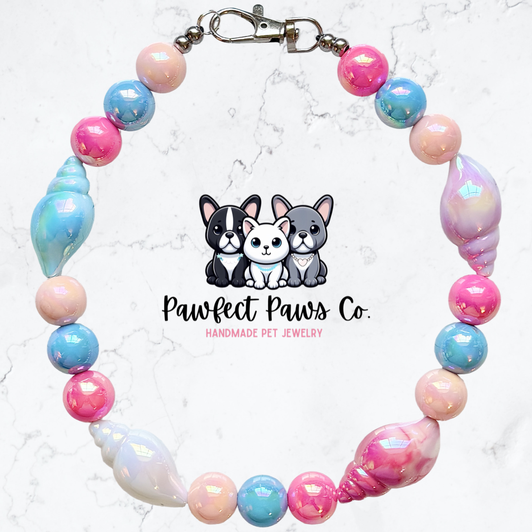 Paradise Tides* Seashell Sparkle Custom Beaded Dog/Cat Necklace!