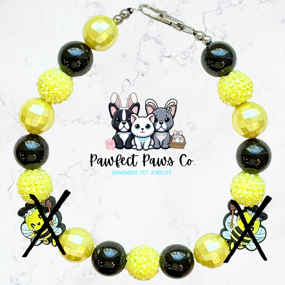 Queen Bee* Black & Yellow Sparkle Spring Custom Beaded Dog/Cat Necklace!