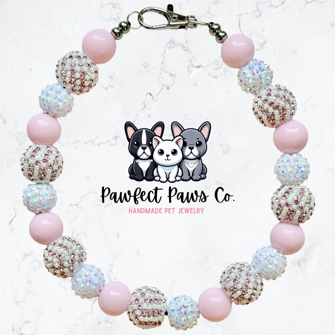 Blushing Beauty* Pink Luxury Sparkle Custom Beaded Dog/Cat Collar Necklace!