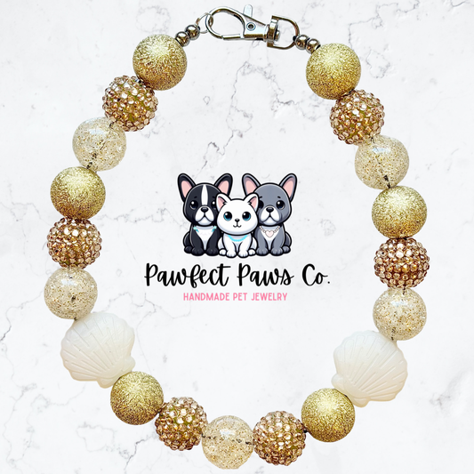 Golden Glow* Gold Sparkle Custom Beaded Dog/Cat Necklace!
