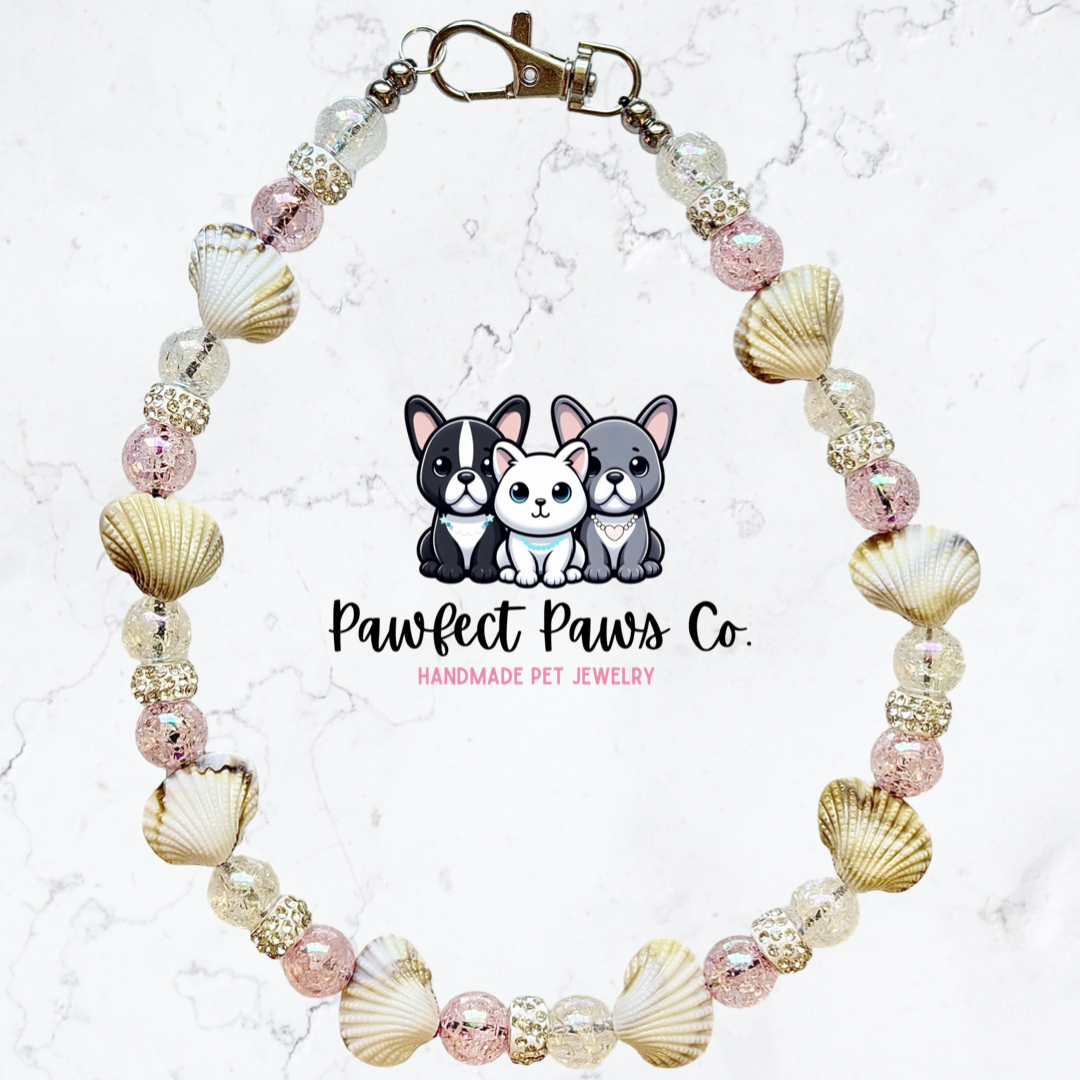 Ocean Luxe* Sheashell Sparkle Custom Beaded Dog/Cat Necklace!