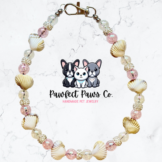 Ocean Luxe* Sheashell Sparkle Custom Beaded Dog/Cat Necklace!