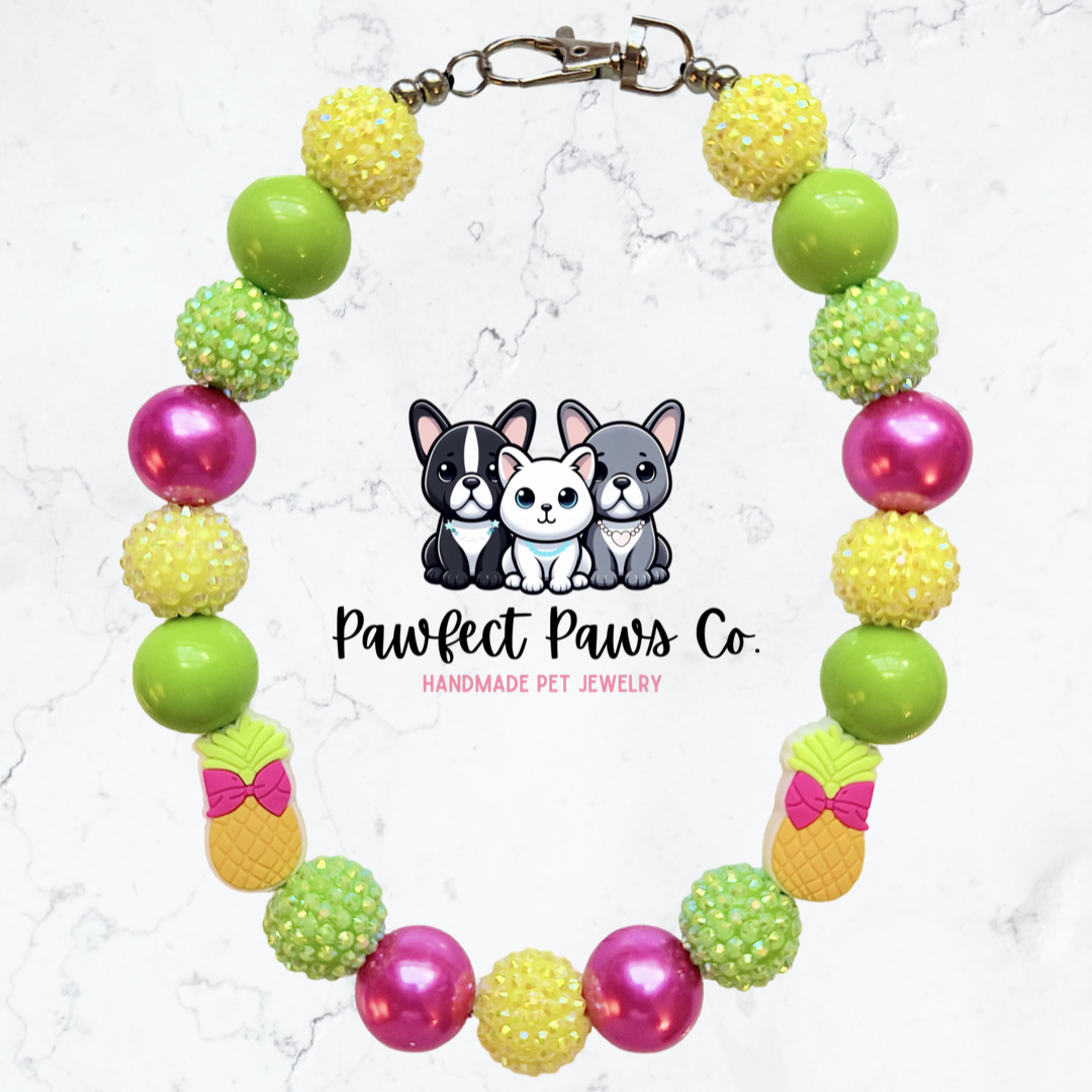 Sweet Pineapple* Custom Sparkle Beaded Dog/Cat Collar Necklace!