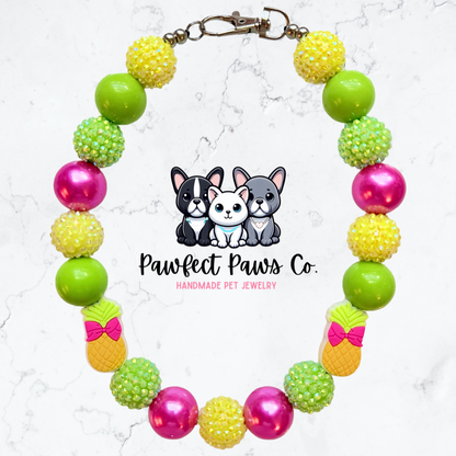 Sweet Pineapple* Custom Sparkle Beaded Dog/Cat Collar Necklace!