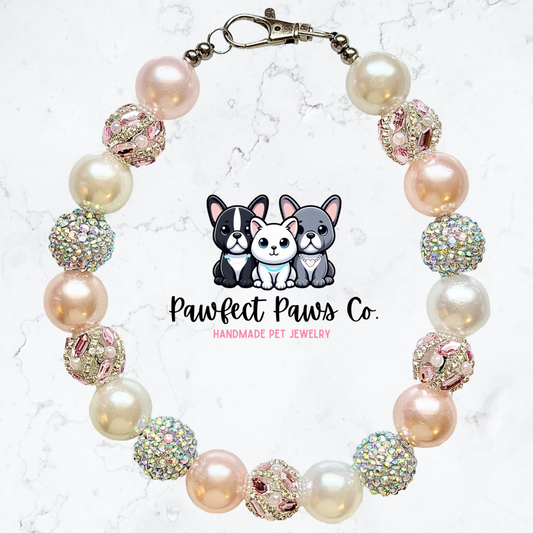 Dazzling Darling* Pink & Silver Luxury Sparkle Custom Beaded Dog/Cat Collar Necklace!