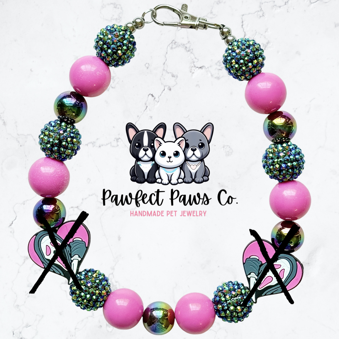 Scream* Black & Pink Sparkle Ghost Face Custom Beaded Dog/Cat Necklace!