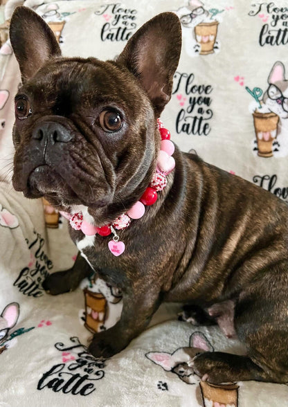 Hugs & Kisses* Pink and Red Sparkle Valentine's Custom Beaded Dog/Cat Collar Necklace!