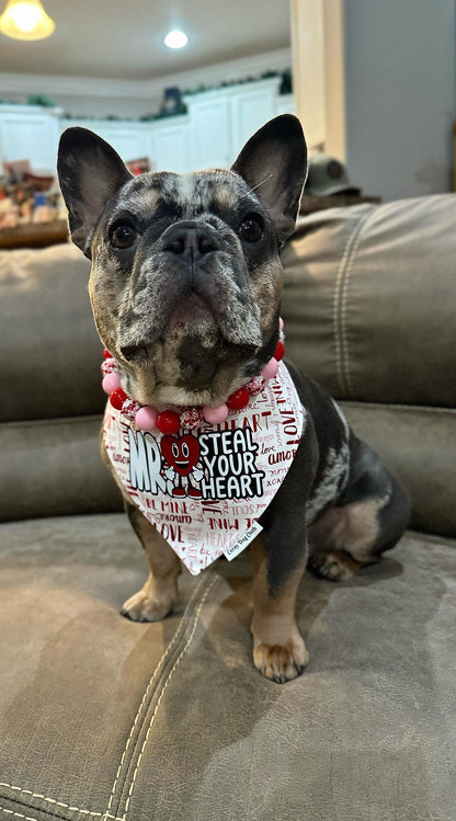 Hugs & Kisses* Pink and Red Sparkle Valentine's Custom Beaded Dog/Cat Collar Necklace!