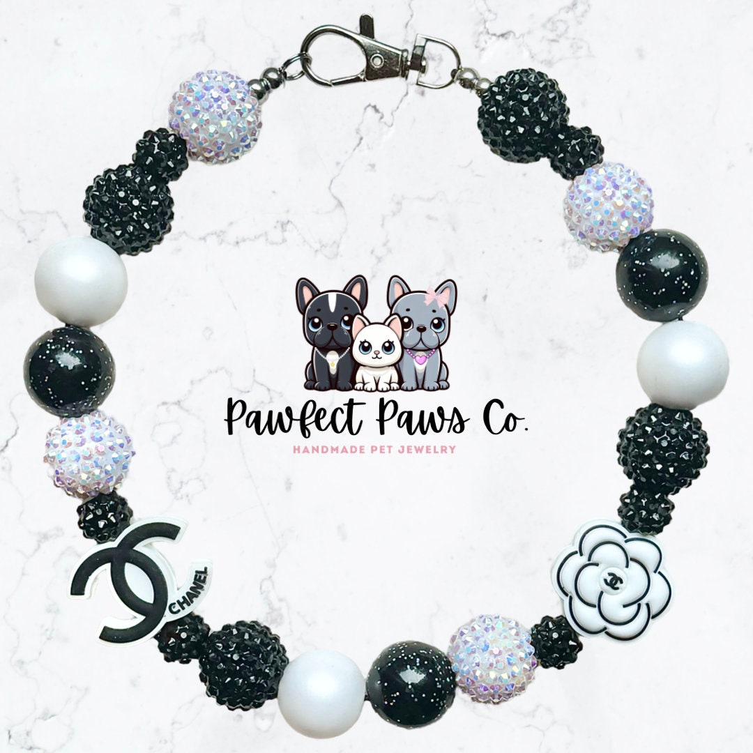 Coco Chewnel * Black & White Sparkle Luxury Custom Beaded Dog/Cat