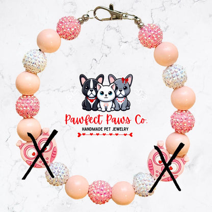 Owl-y Have Eyes 4 U* Pink & White Sparkle Valentines Day Owls Custom Beaded Dog/Cat Necklace!