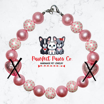 Adore You* Pink Valentines Day Hearts Custom Beaded Dog/Cat Necklace!